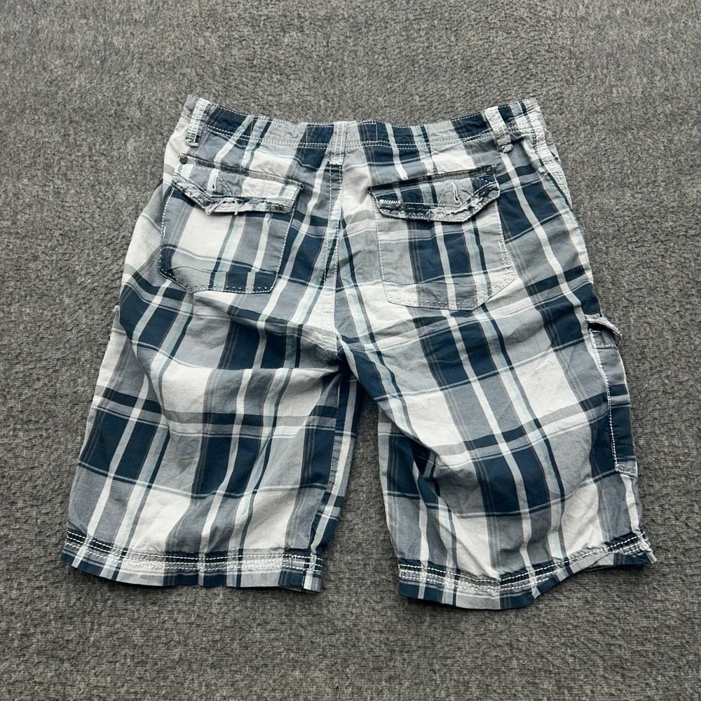 BKE Shorts Mens 33 Plaid Check Cargo Pockets Flap Pockets Y2K Skater Punk